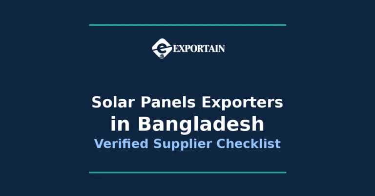 Navy title card: Solar Panels Exporters in Bangladesh, Verified Supplier Checklist
