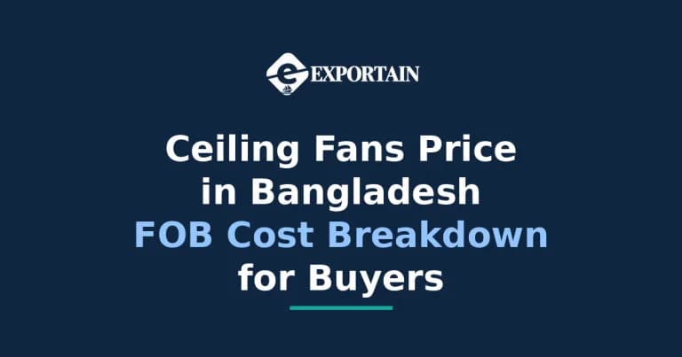 Navy title card: Ceiling Fans Price in Bangladesh, FOB Cost Breakdown for Buyers