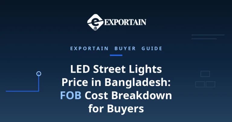 Navy title card: LED Street Lights Price in Bangladesh, FOB Cost Breakdown for Buyers