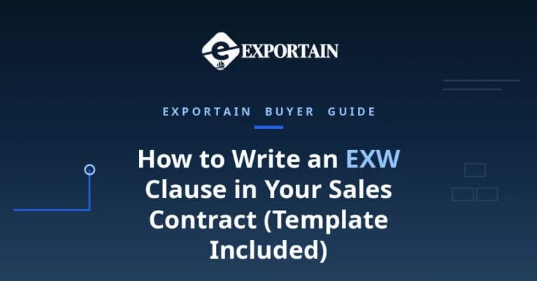 Navy title card: How to Write an EXW Clause in Your Sales Contract, template included