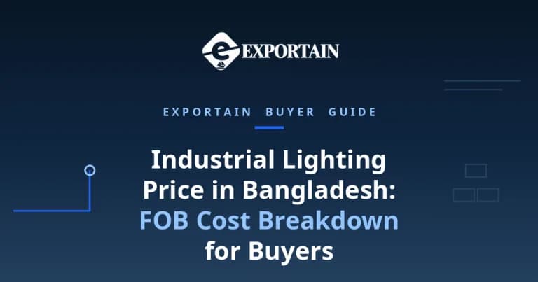 Navy title card: Industrial Lighting Price in Bangladesh, FOB Cost Breakdown for Buyers