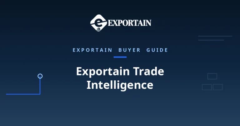Navy title card: Exportain Trade Intelligence, an Exportain buyer guide