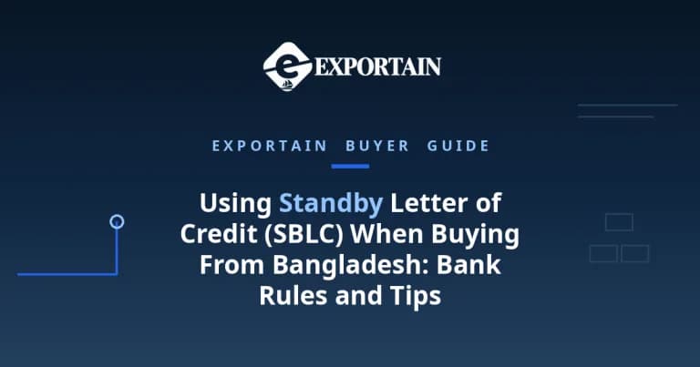 Navy title card: Using Standby Letter of Credit (SBLC) When Buying From Bangladesh, bank rules and tips