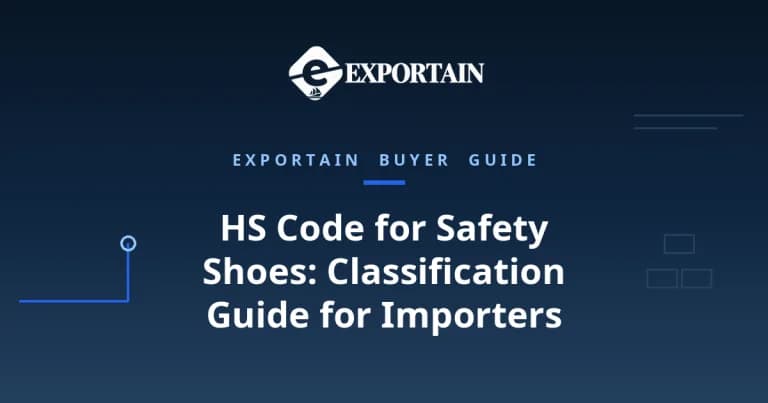Navy title card: HS Code for Safety Shoes, Classification Guide for Importers