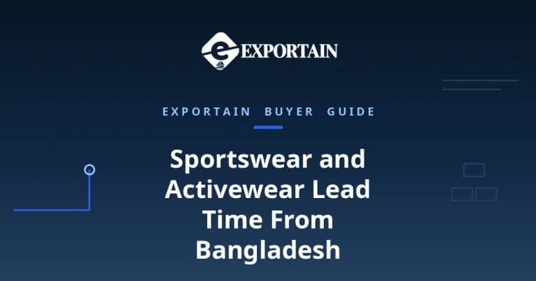 Navy title card: Sportswear and Activewear Lead Time From Bangladesh, production and shipping timeline guide