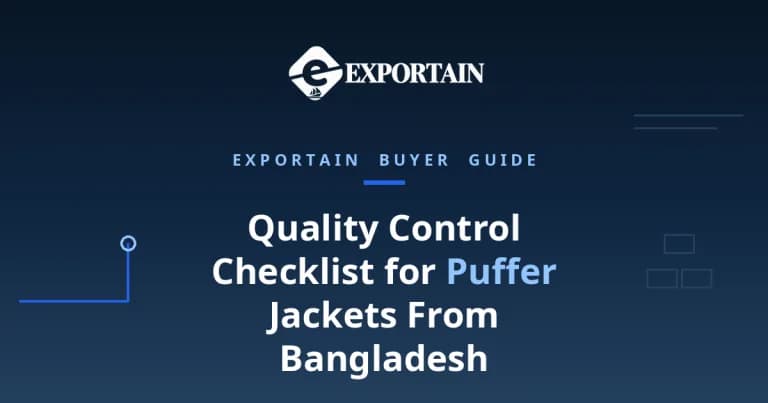 Navy title card: Quality Control Checklist for Puffer Jackets From Bangladesh, buyer guide