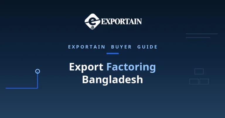 Navy title card: Export Factoring Bangladesh, selling an invoice for an advance