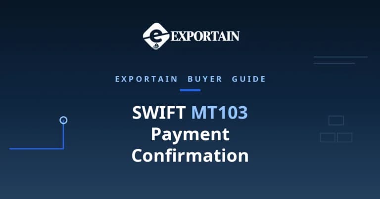 Navy title card: SWIFT MT103 Payment Confirmation