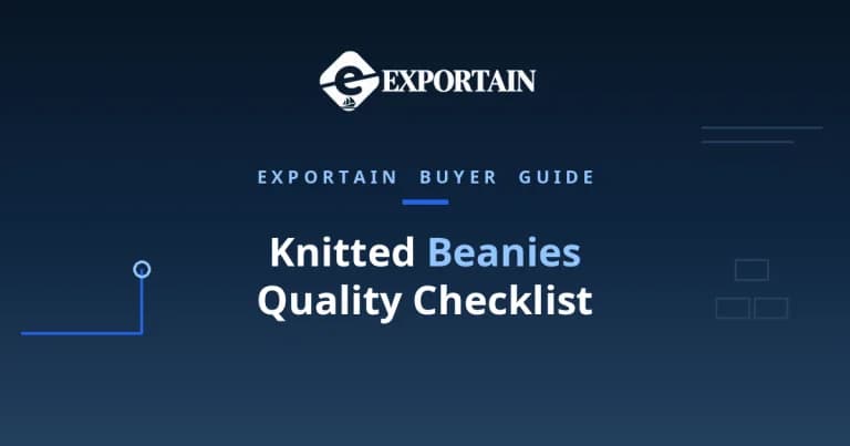 Navy title card: Knitted Beanies Quality Checklist, buyer guide