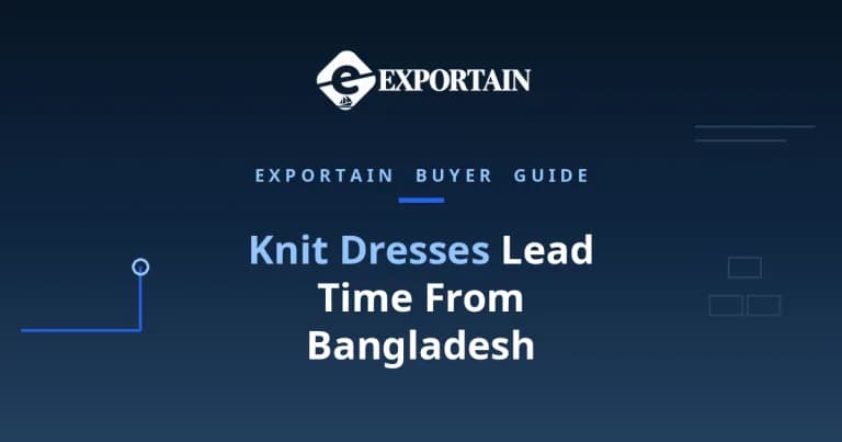 Navy title card: Knit Dresses Lead Time, buyer guide