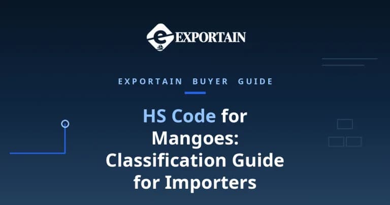 Navy title card: HS Code for Mangoes classification guide