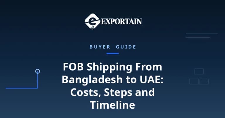 Navy title card: FOB Shipping From Bangladesh to UAE, buyer guide