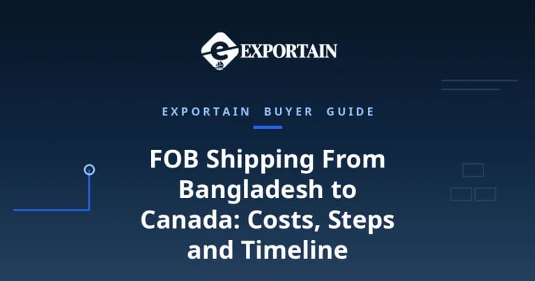 Navy title card: FOB Shipping From Bangladesh to Canada, buyer guide