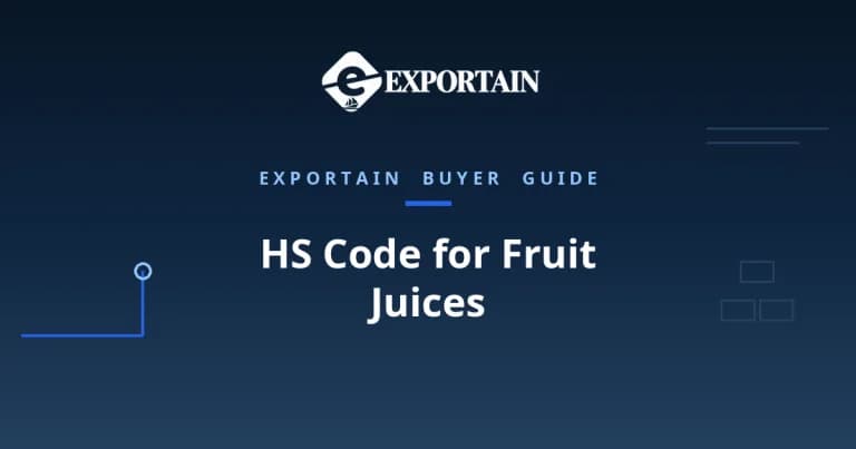 Navy title card: HS Code for Fruit Juices classification guide