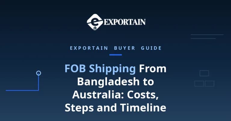 Navy title card: FOB Shipping From Bangladesh to Australia, buyer guide