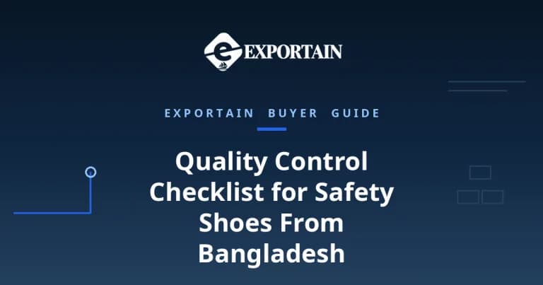 Navy title card: Quality Control Checklist for Safety Shoes From Bangladesh, buyer guide