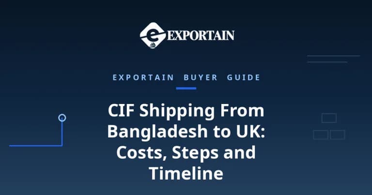 Navy title card: CIF Shipping From Bangladesh to UK, buyer guide