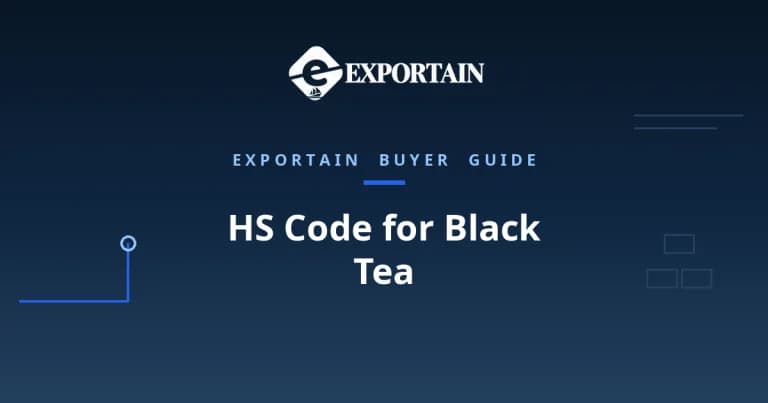 Navy title card: HS Code for Black Tea classification guide