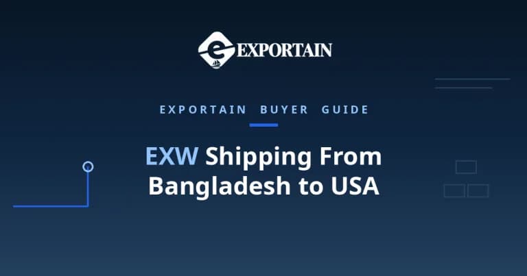 EXW shipping Bangladesh to USA: container ship loaded by gantry cranes at Chittagong port at golden hour