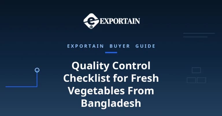 Navy title card: Quality Control Checklist for Fresh Vegetables From Bangladesh