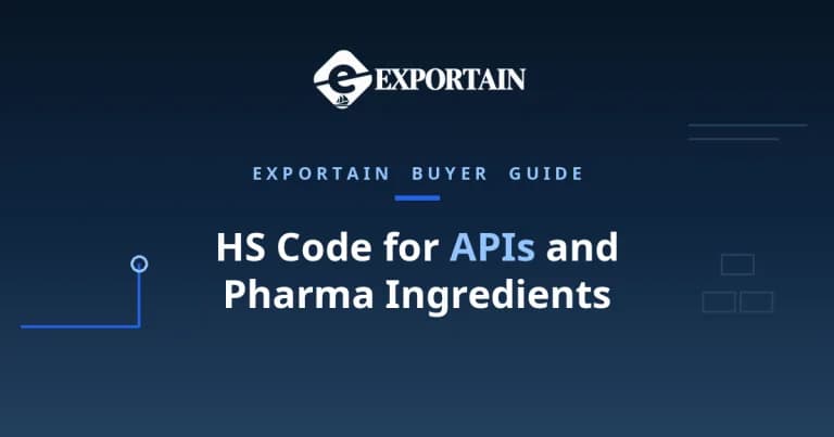 Navy title card: HS Code for APIs and Pharma Ingredients classification guide