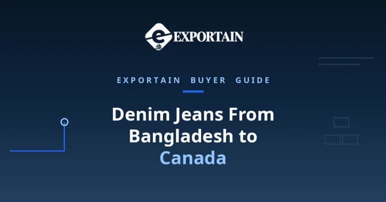 Navy title card: Denim Jeans From Bangladesh to Canada