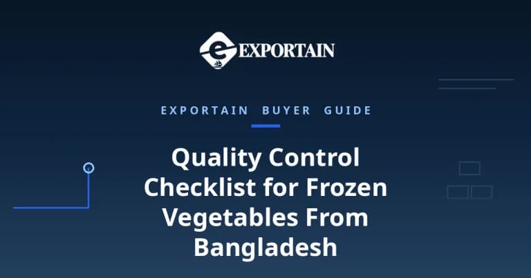 Navy title card: Quality Control Checklist for Frozen Vegetables From Bangladesh
