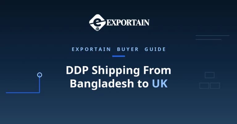 Navy title card: DDP Shipping From Bangladesh to UK