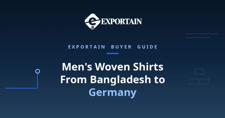 Navy title card: Men's Woven Shirts From Bangladesh to Germany