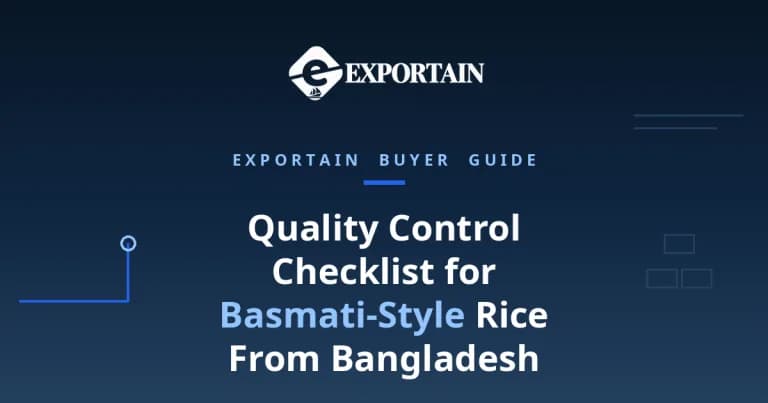 Navy title card: Quality Control Checklist for Basmati-Style Rice From Bangladesh
