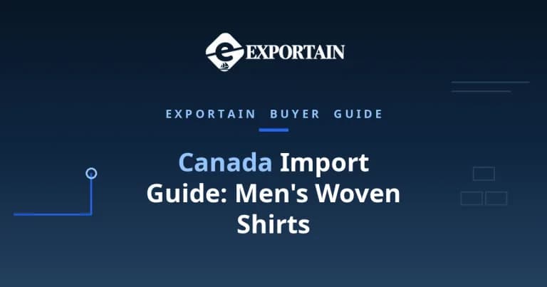 Navy title card: Canada Import Guide for Men's Woven Shirts From Bangladesh