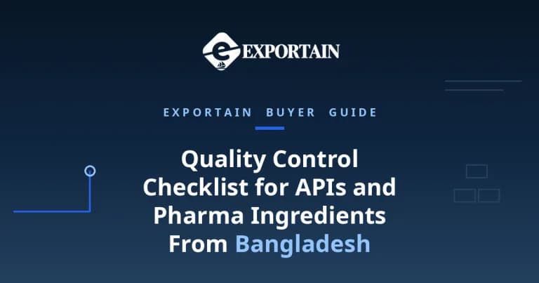 Navy title card: Quality Control Checklist for APIs and Pharma Ingredients From Bangladesh