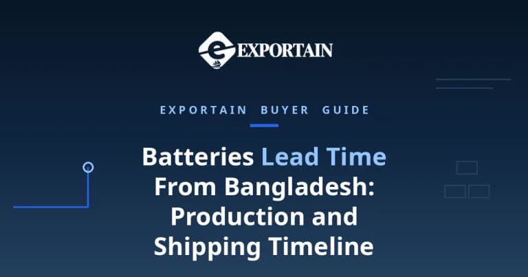 Navy title card: Batteries Lead Time From Bangladesh, production and shipping timeline