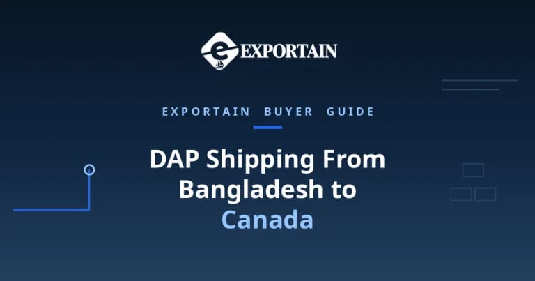 Navy title card: DAP Shipping From Bangladesh to Canada, costs, steps and timeline