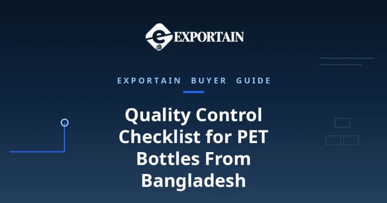 Navy title card: Quality Control Checklist for PET Bottles From Bangladesh