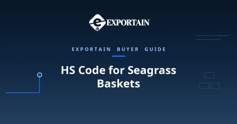 Navy title card: HS Code for Seagrass Baskets classification guide, 4602.19