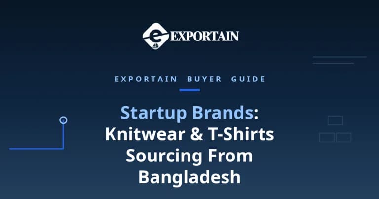 Navy title card: Startup Brands, knitwear and T-shirts sourcing from Bangladesh