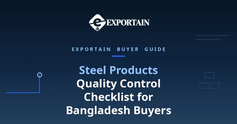 Navy title card: Steel Products Quality Control Checklist for Bangladesh Buyers