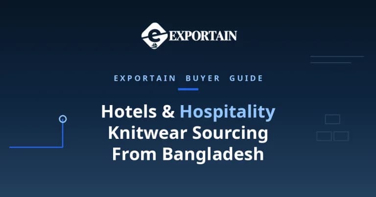 Navy title card: Hotels and Hospitality Knitwear Sourcing From Bangladesh, for hotel buyers