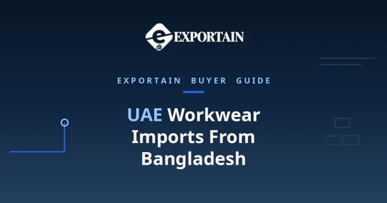 Navy title card: UAE Workwear Imports From Bangladesh