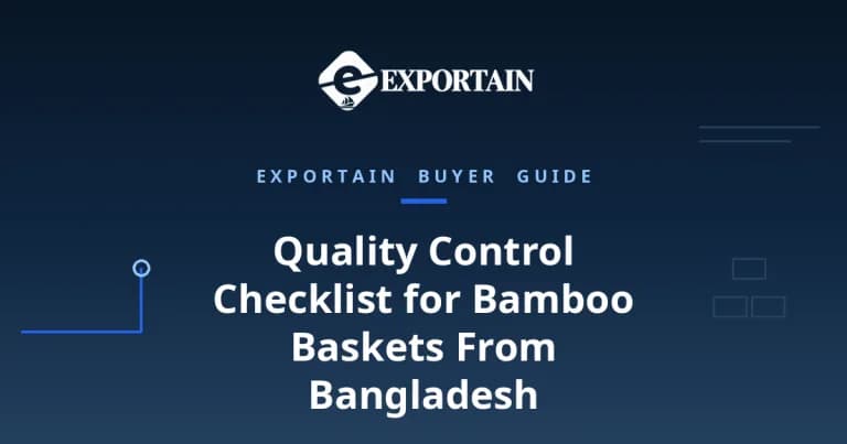 Navy title card: Quality Control Checklist for Bamboo Baskets From Bangladesh