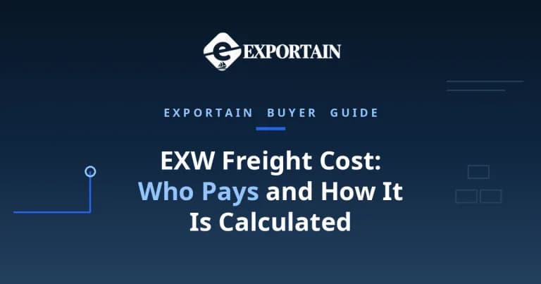 Navy title card: EXW Freight Cost, who pays and how it is calculated