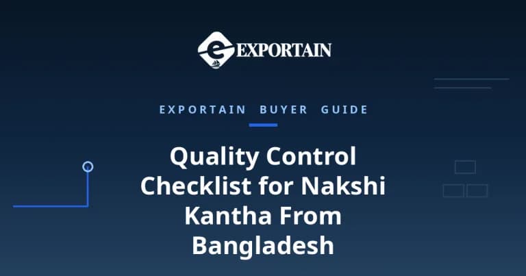 Navy title card: Quality Control Checklist for Nakshi Kantha From Bangladesh