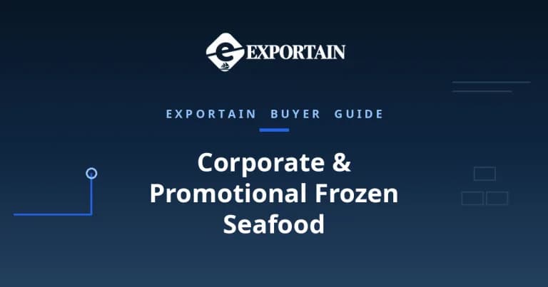 Navy title card: Corporate and Promotional Frozen Seafood