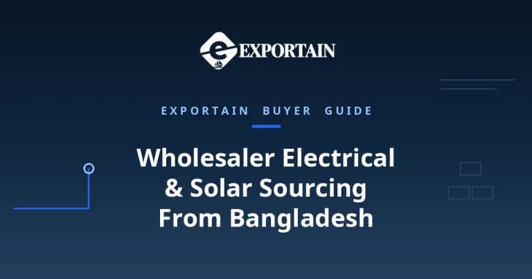 Navy title card: Wholesaler Electrical and Solar Sourcing From Bangladesh