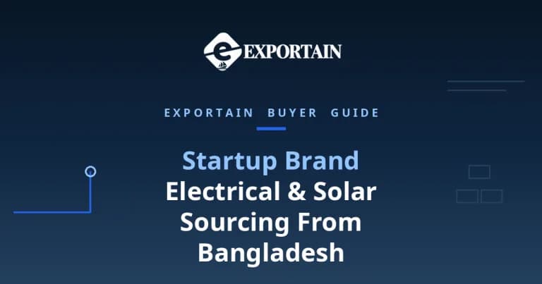 Navy title card: Startup Brand Electrical & Solar Sourcing From Bangladesh