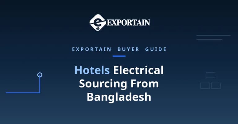 Navy title card: Hotels Electrical Sourcing From Bangladesh, fit-out guide for hotels