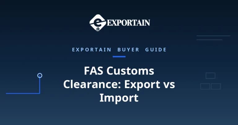 Navy title card: FAS Customs Clearance, export vs import