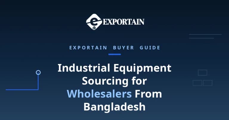 Navy title card: Industrial Equipment Sourcing for Wholesalers From Bangladesh
