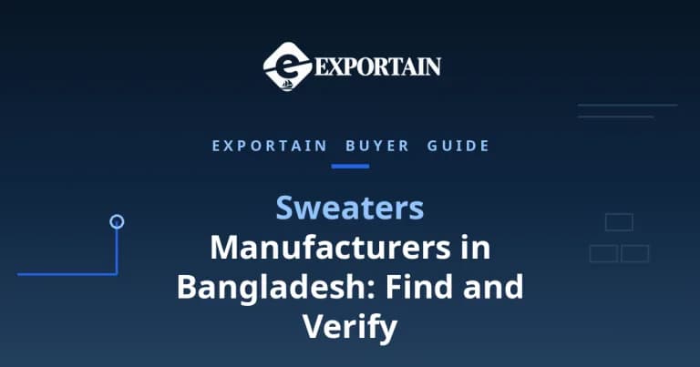 Navy title card: Sweaters Manufacturers in Bangladesh, find and verify